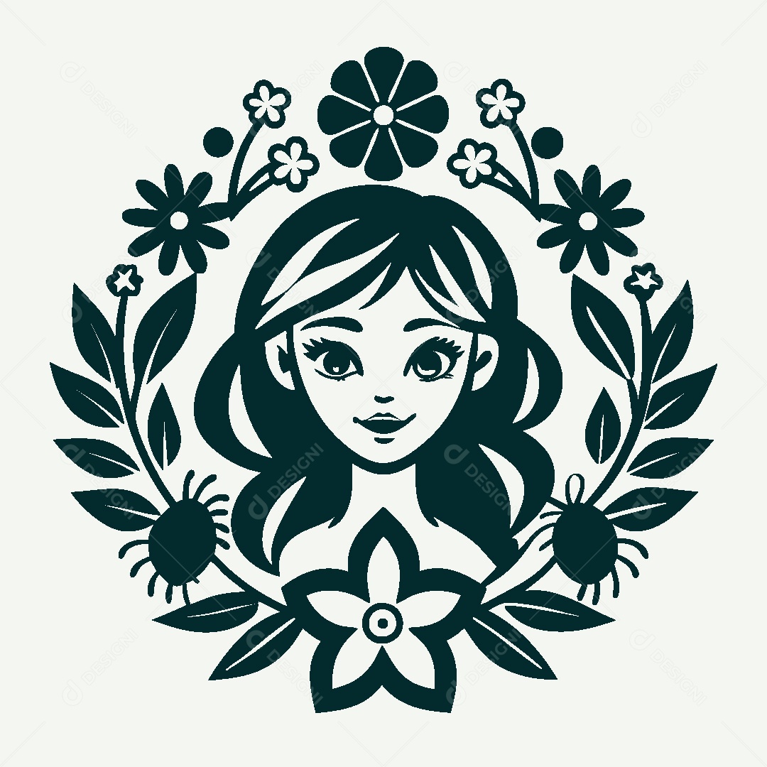 Modelo de Logo de Personagem Feminina Vetor EPS