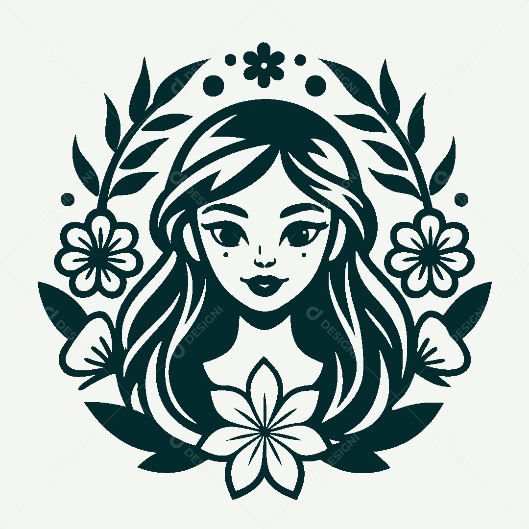 Modelo de Logo de Personagem Feminina Vetor EPS