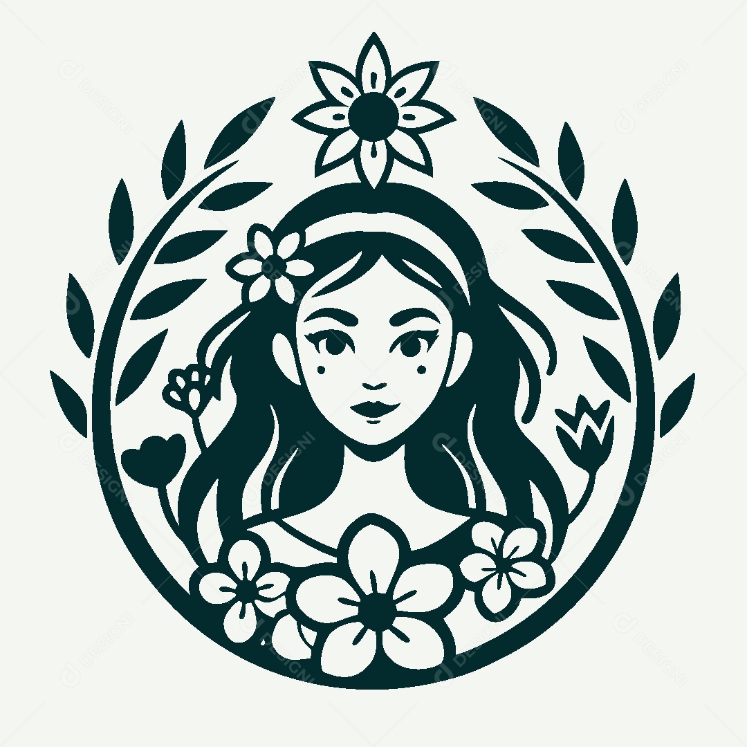 Modelo de Logo de Personagem Feminina Vetor EPS