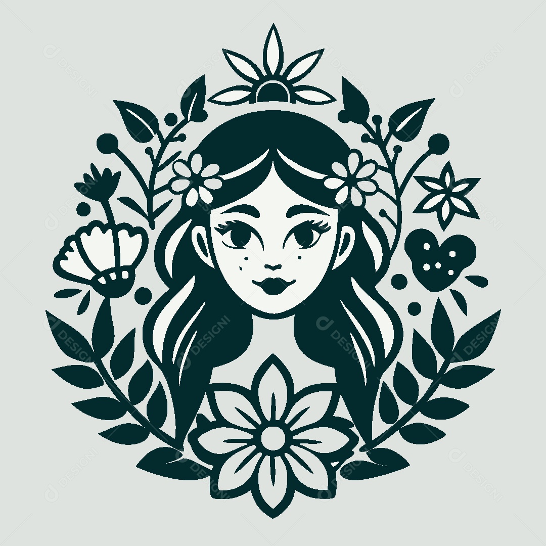 Modelo de Logo de Personagem Feminina Vetor EPS