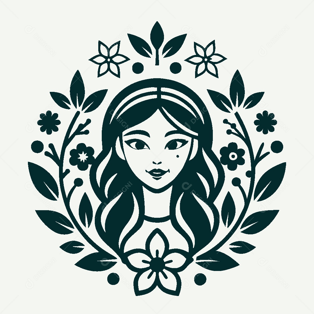 Modelo de Logo de Personagem Feminina Vetor EPS