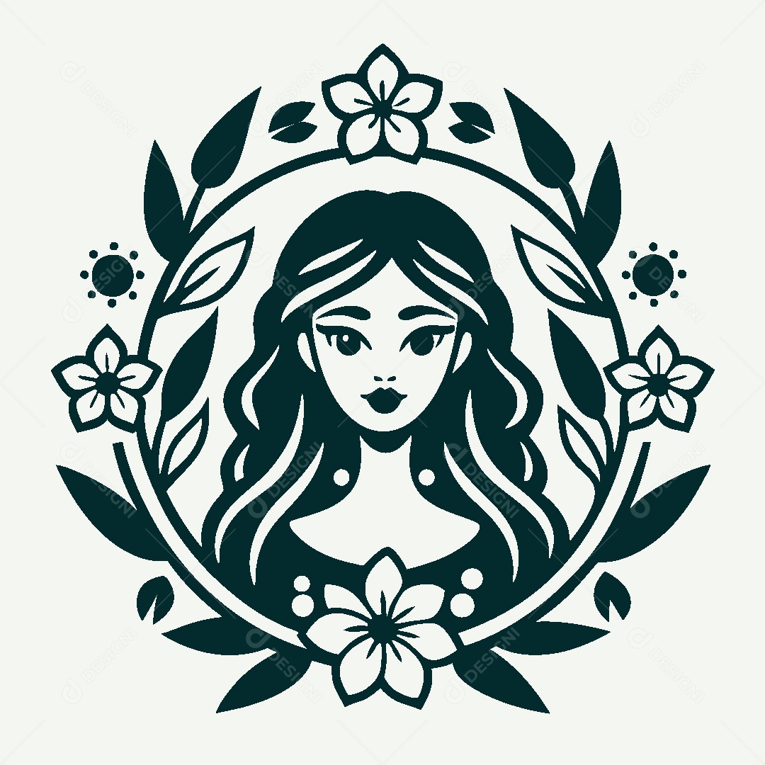 Modelo de Logo de Personagem Feminina Vetor EPS