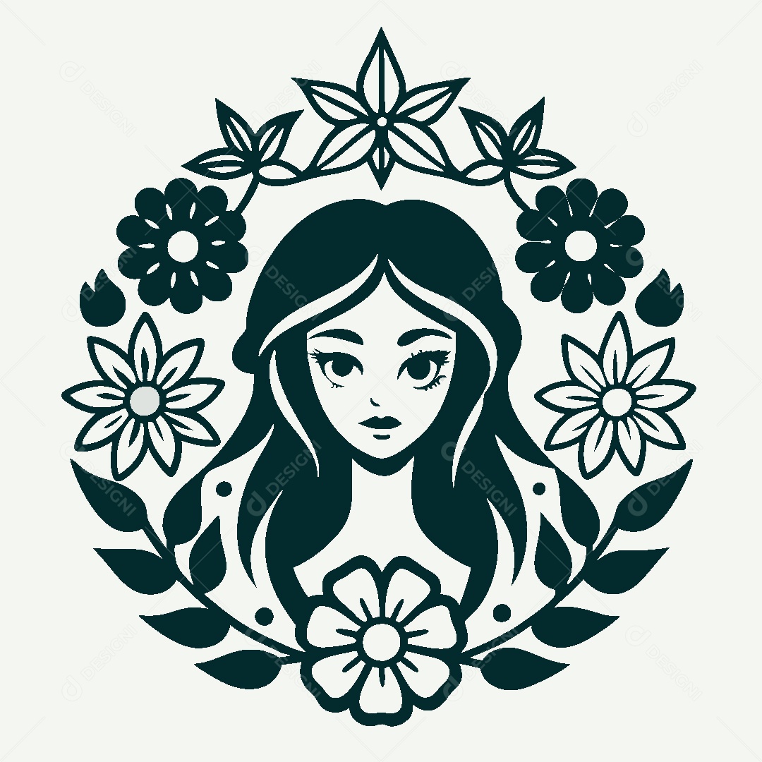 Modelo de Logo de Personagem Feminina Vetor EPS