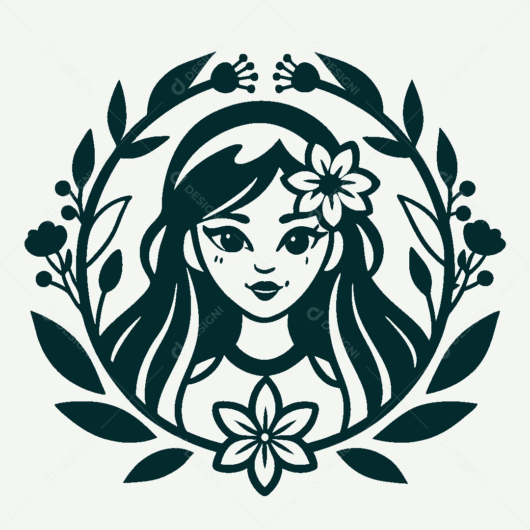 Modelo de Logo de Personagem Feminina Vetor EPS