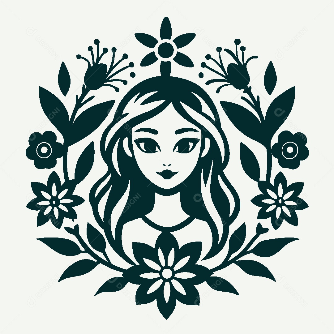 Modelo de Logo de Personagem Feminina Vetor EPS