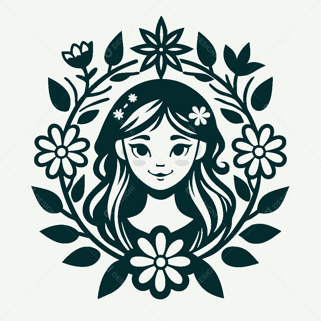 Modelo de Logo de Personagem Feminina Vetor EPS