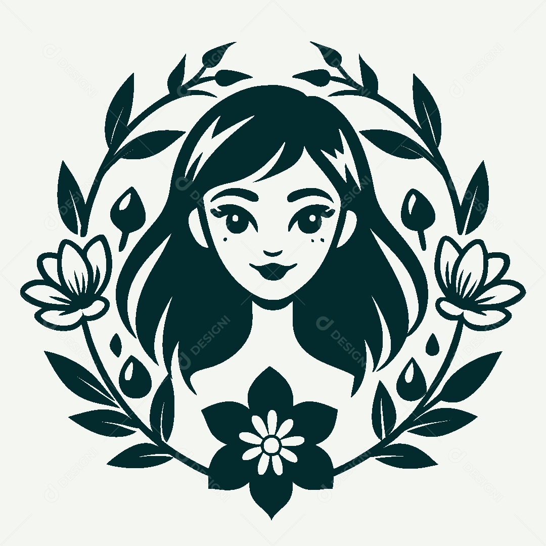 Modelo de Logo de Personagem Feminina Vetor EPS