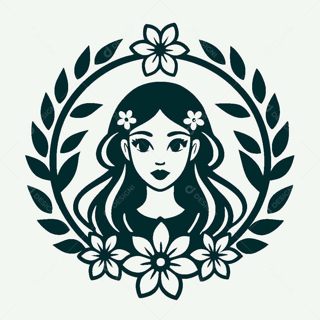 Modelo de Logo de Personagem Feminina Vetor EPS