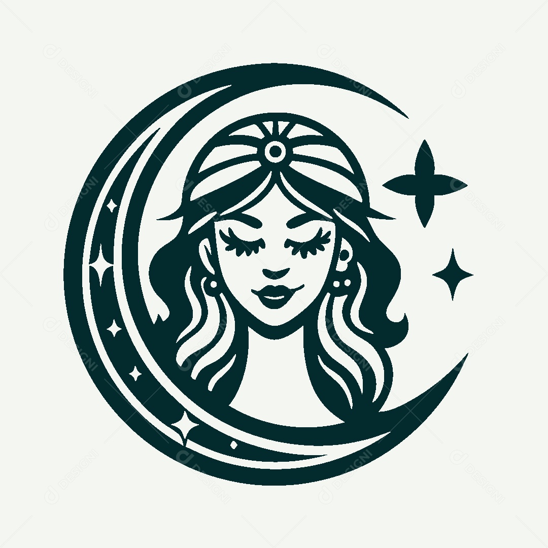 Modelo de Logo de Personagem Feminina Vetor EPS