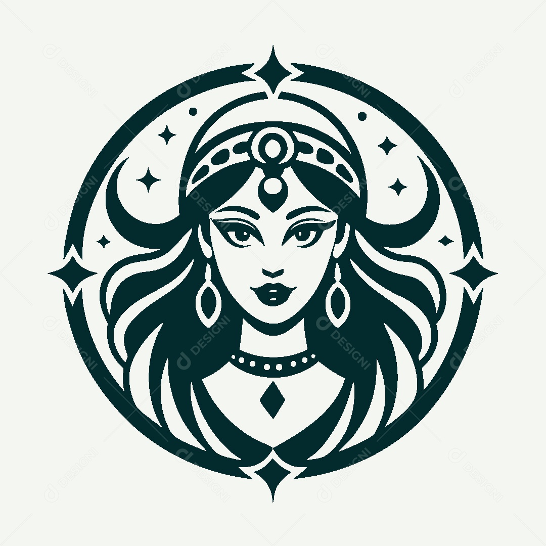 Modelo de Logo de Personagem Feminina Vetor EPS