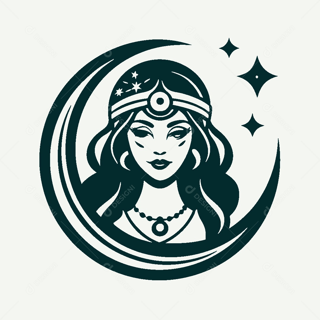 Modelo de Logo de Personagem Feminina Vetor EPS