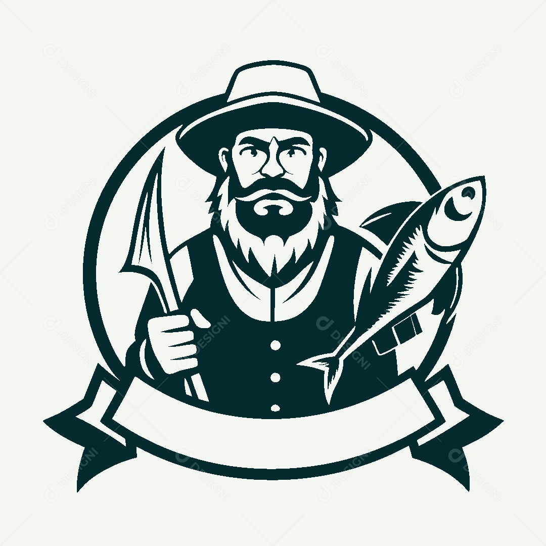 Modelo de Logo de Pescador Vetor EPS