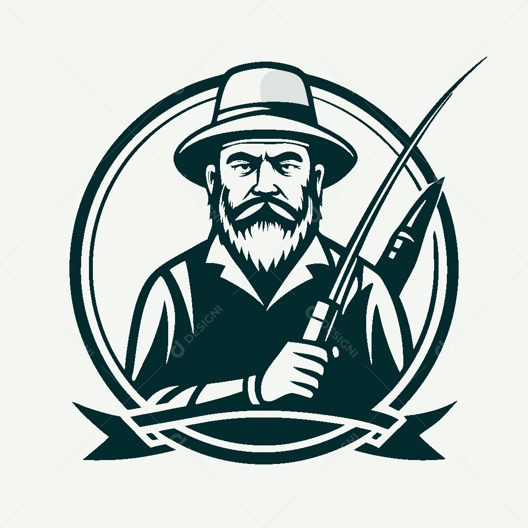 Modelo de Logo de Pescador Vetor EPS