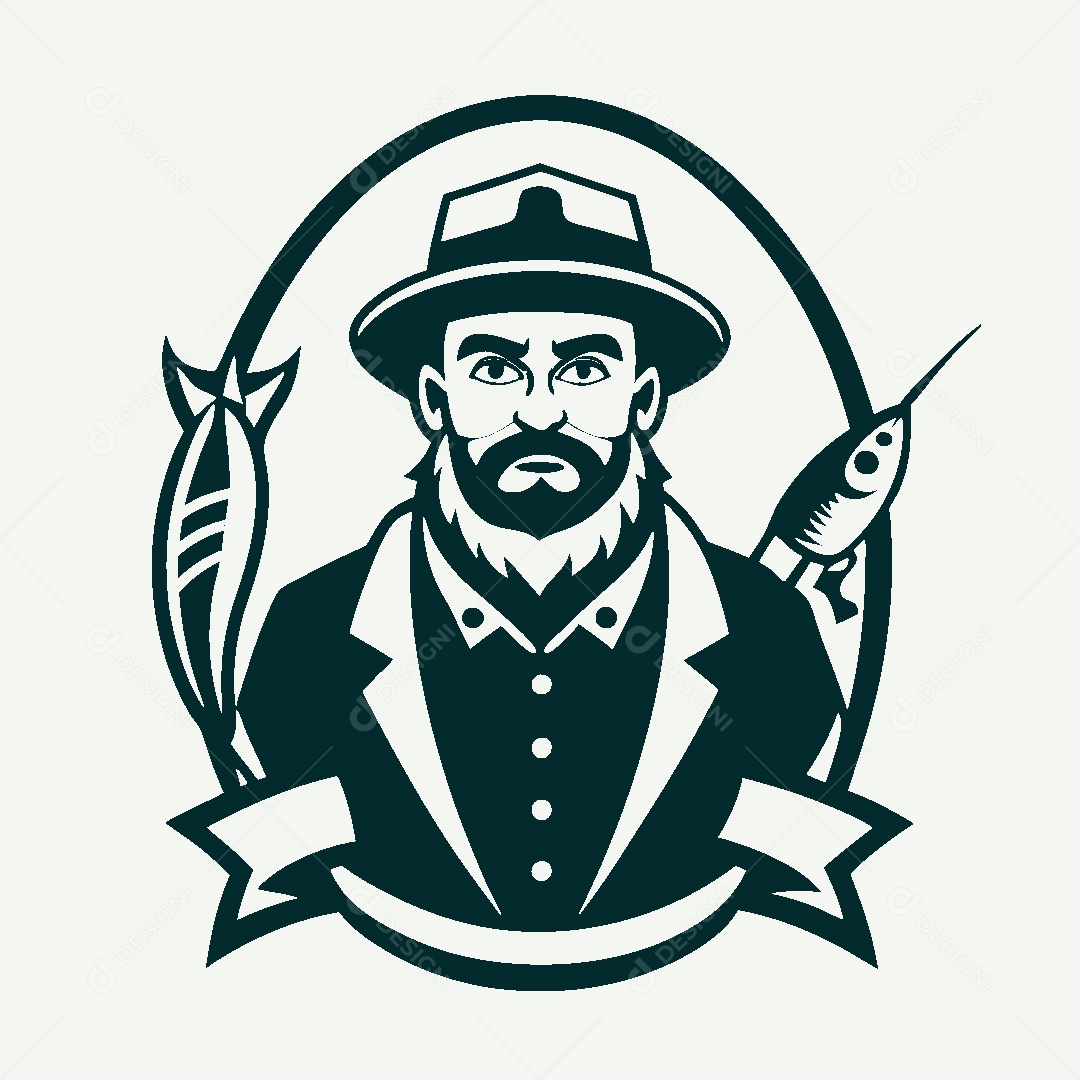 Modelo de Logo de Pescador Vetor EPS