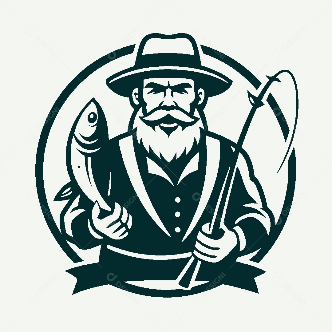 Modelo de Logo de Pescador Vetor EPS