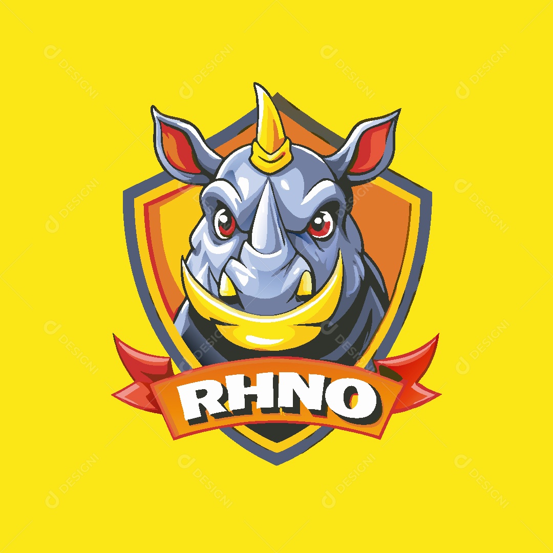 Rinoceronte Mascote Ilustração Vetor EPS