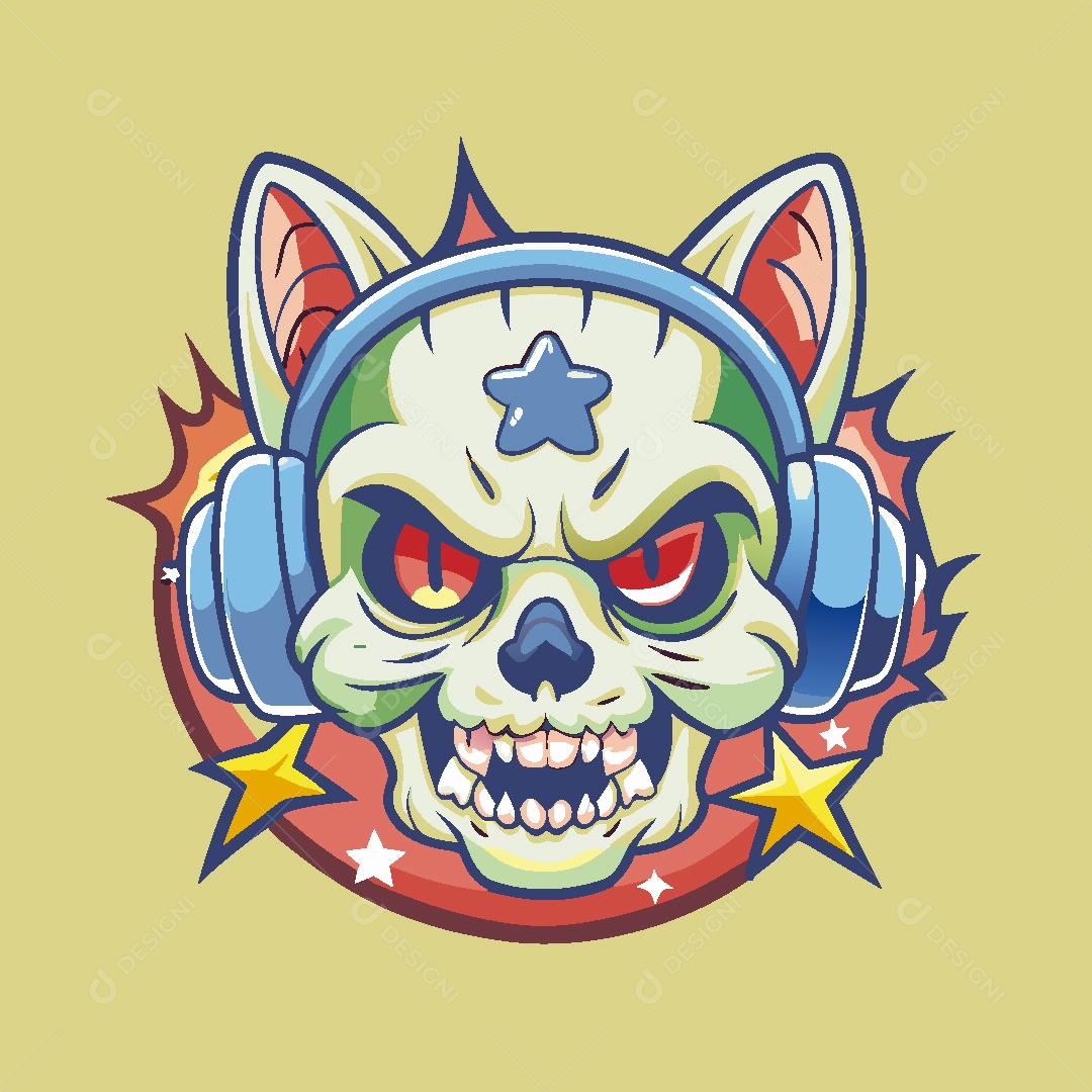 Caveira Mascote Ilustração Vetor EPS