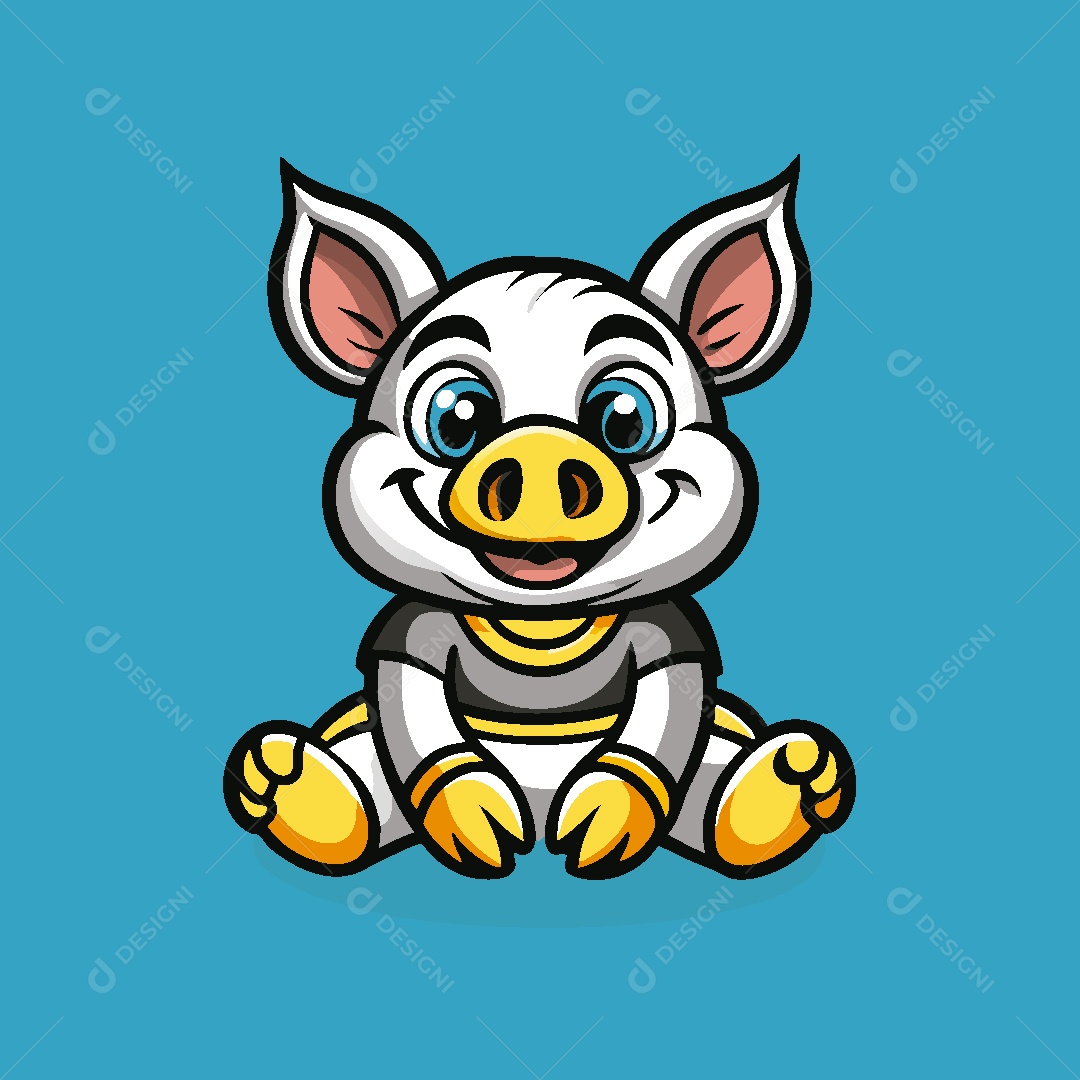 Porco Mascote Ilustração Vetor EPS