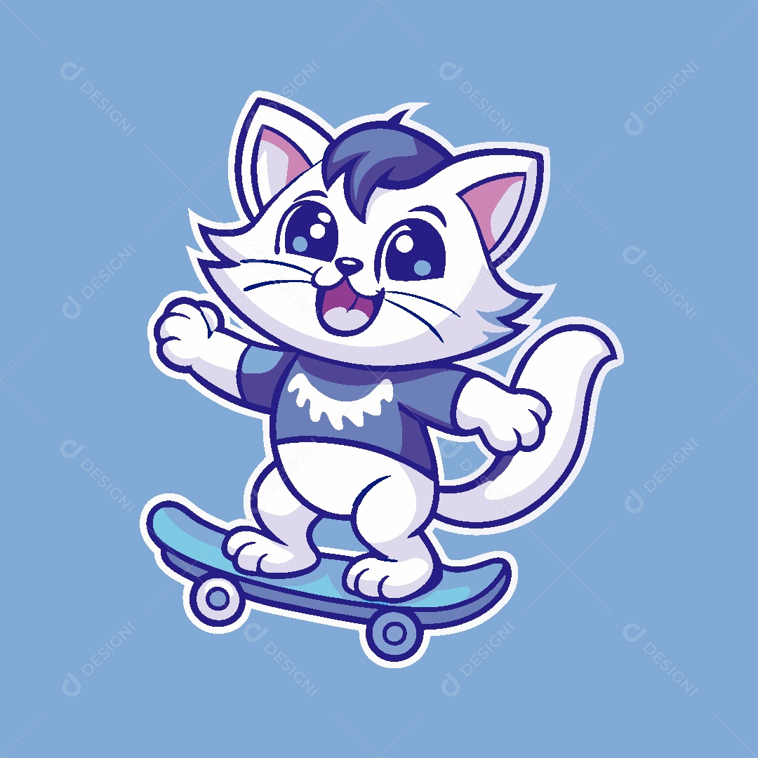 Gato Mascote Ilustração Vetor EPS