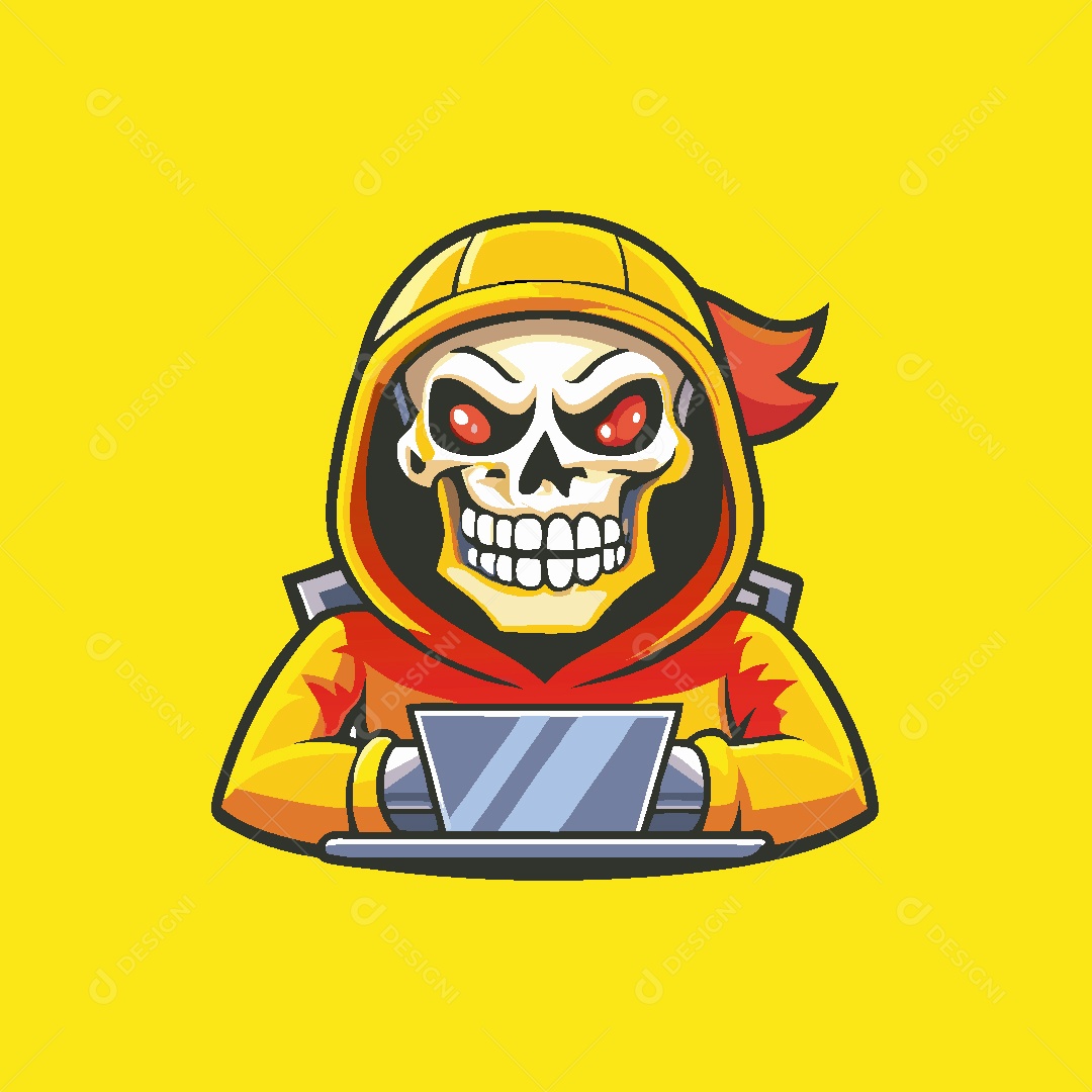 Caveira Mascote Ilustração Vetor EPS