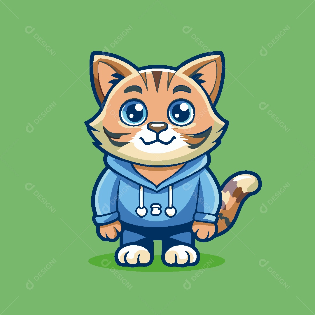 Gato Mascote Ilustração Vetor EPS