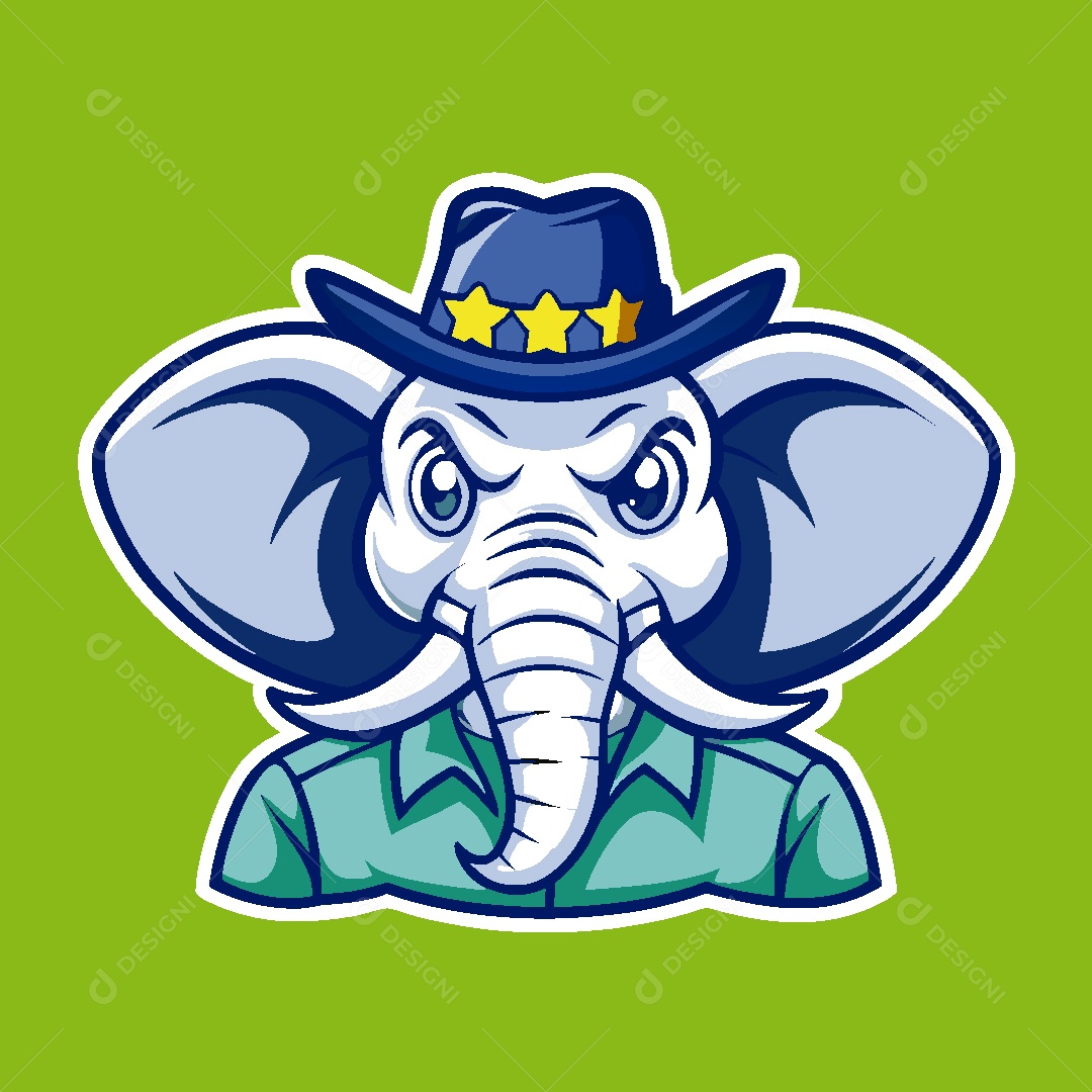 Elefante Mascote Ilustração Vetor EPS