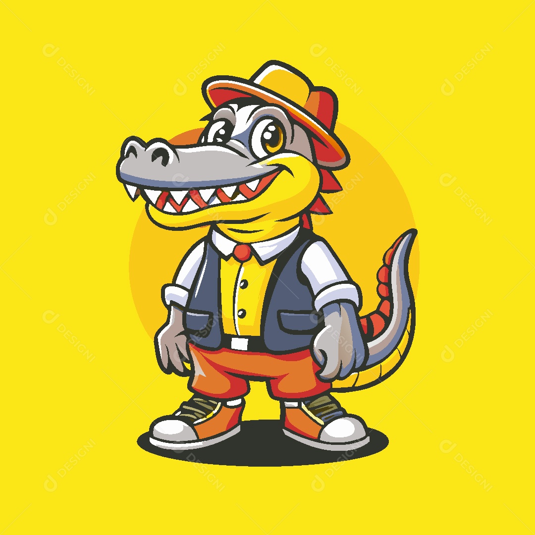 Jacaré Mascote Ilustração Vetor EPS