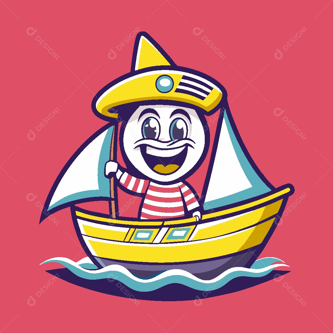 Barco Mascote Ilustração Vetor EPS