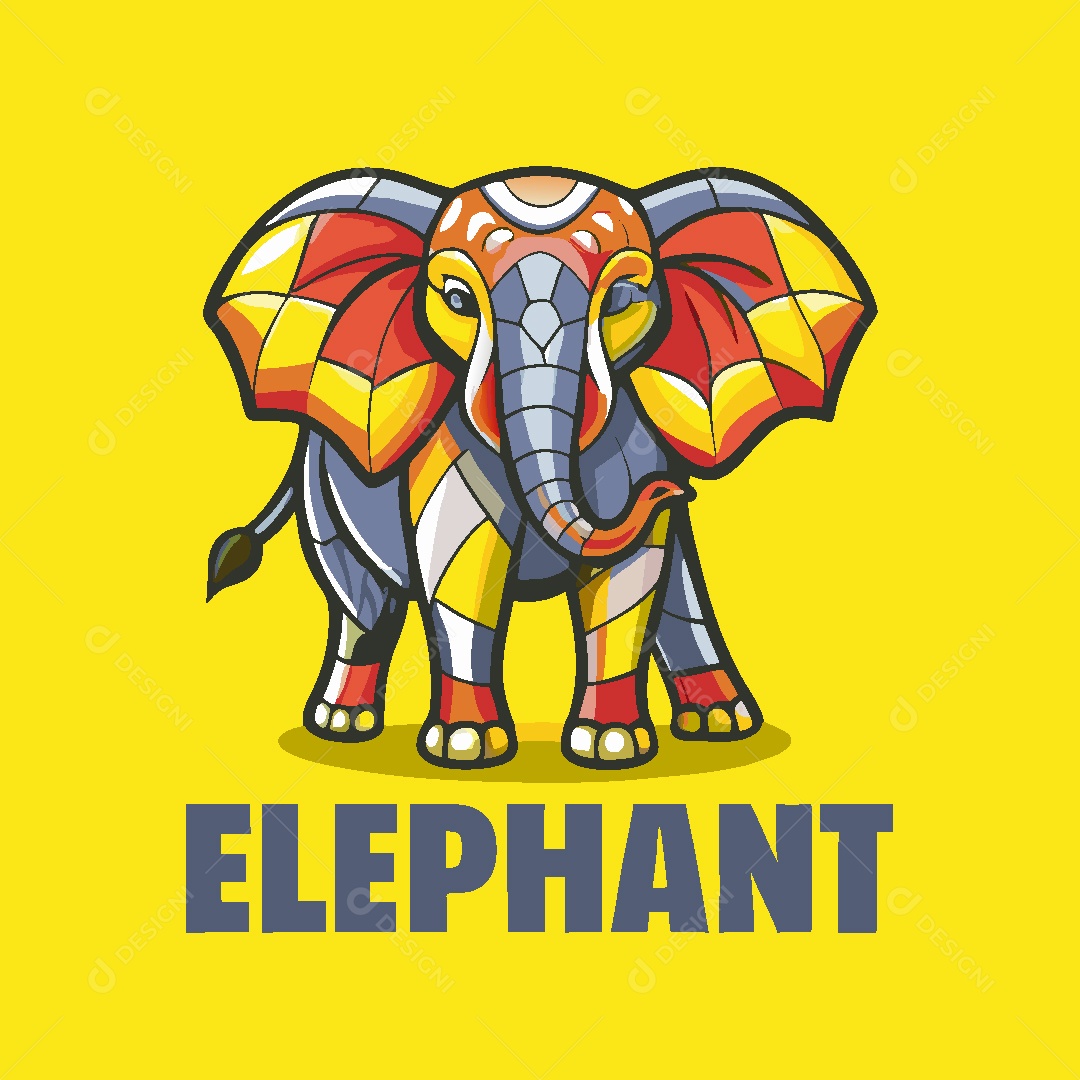 Elefante Mascote Ilustração Vetor EPS