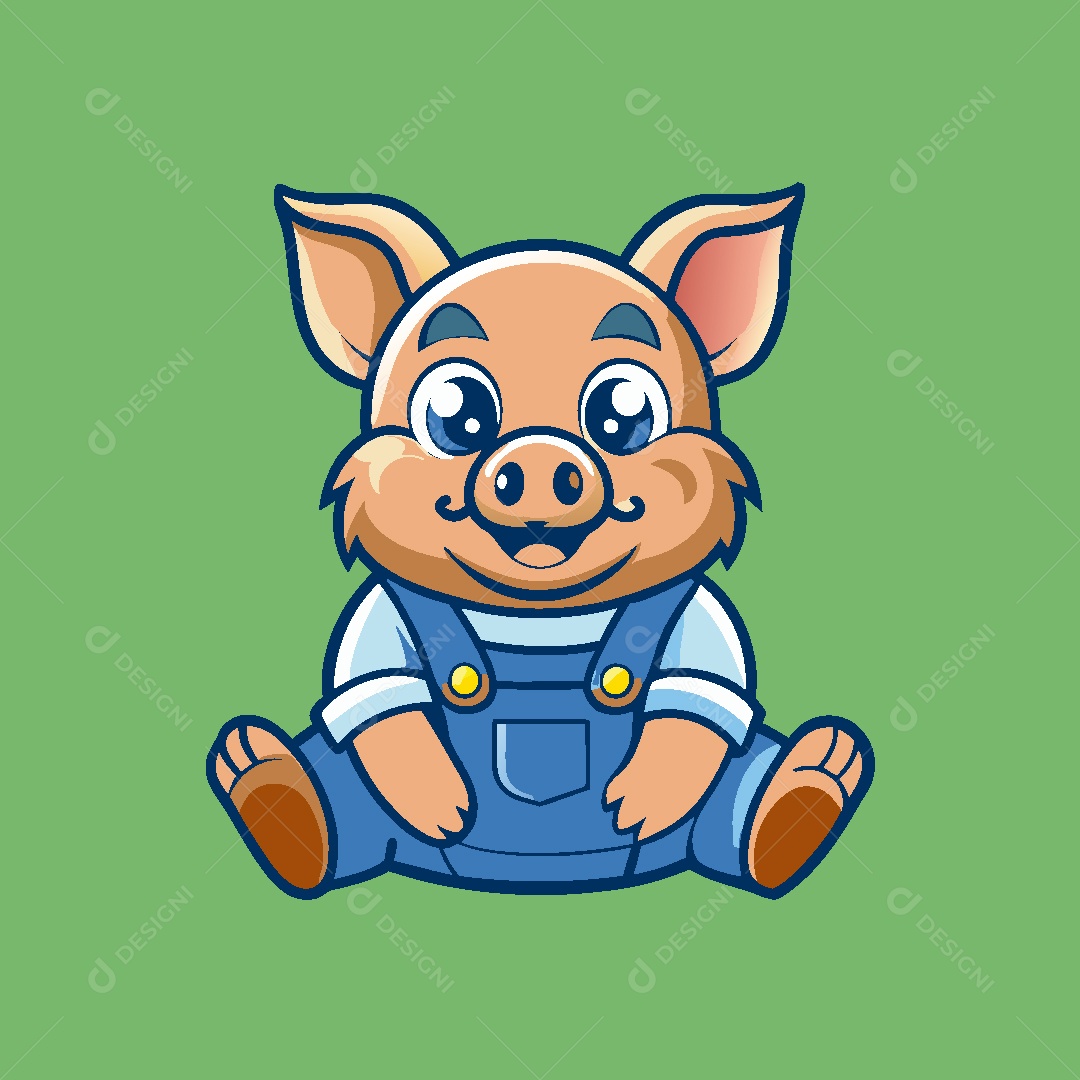 Porco Mascote Ilustração Vetor EPS