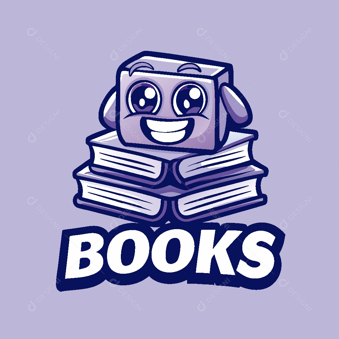 Livros Mascote Ilustração Vetor EPS