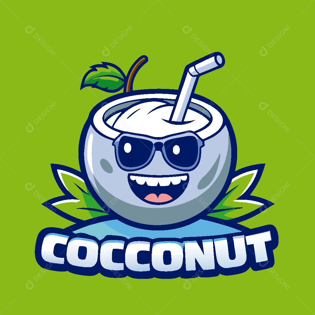 Água de Coco Mascote Ilustração Vetor EPS