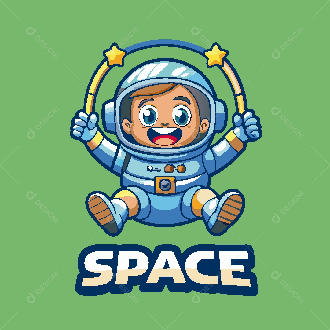 Astronauta Mascote Ilustração Vetor EPS