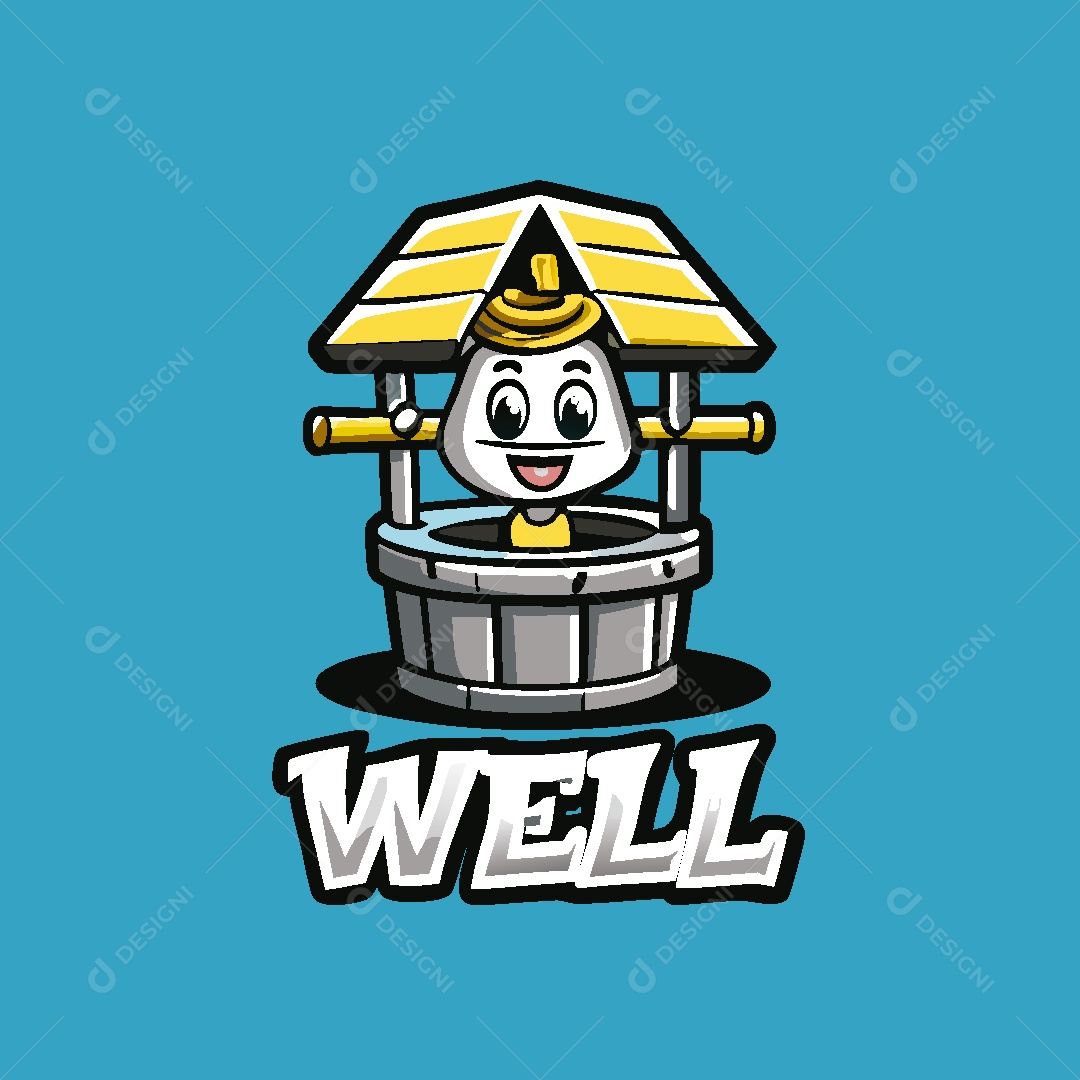 Poço Mascote Ilustração Vetor EPS
