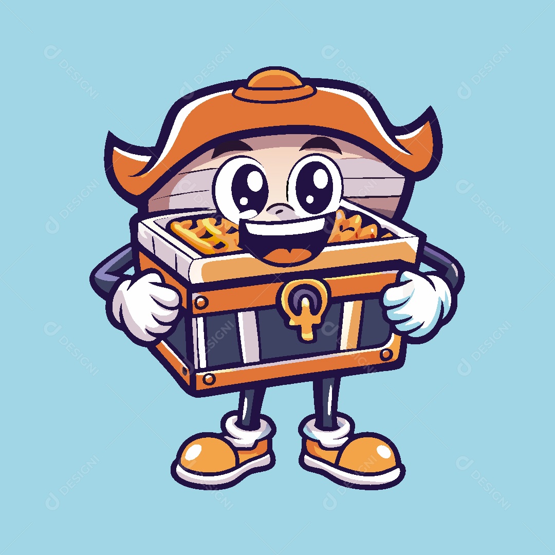 Baú do Tesouro Mascote Ilustração Vetor EPS