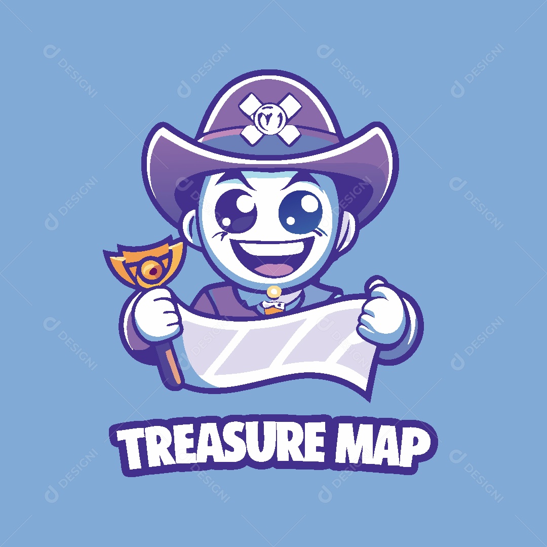 Mapa do Tesouro Mascote Ilustração Vetor EPS