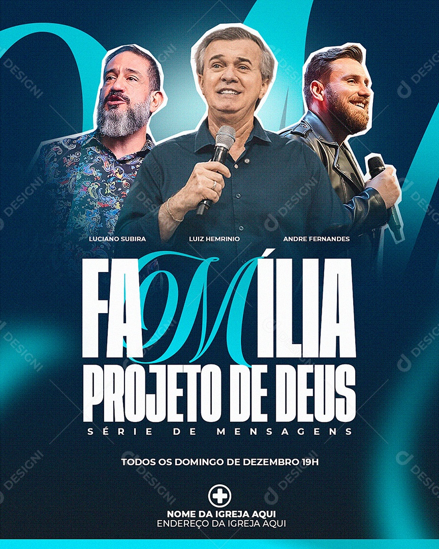 Flyer Gospel Família Projeto de Deus Social Media PSD Editável