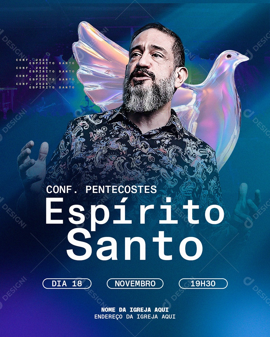 Flyer Gospel Espírito Santo Social Media PSD Editável