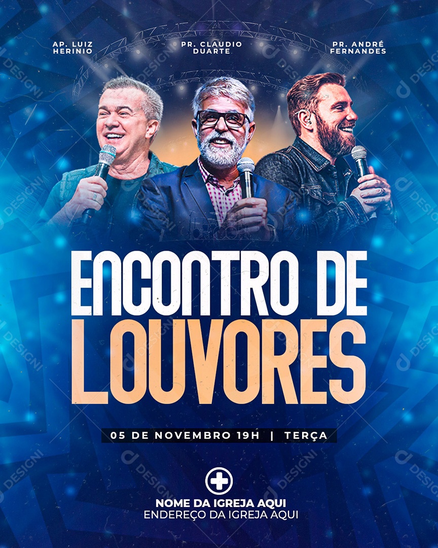 Flyer Gospel Encontro de Louvores Social Media PSD Editável