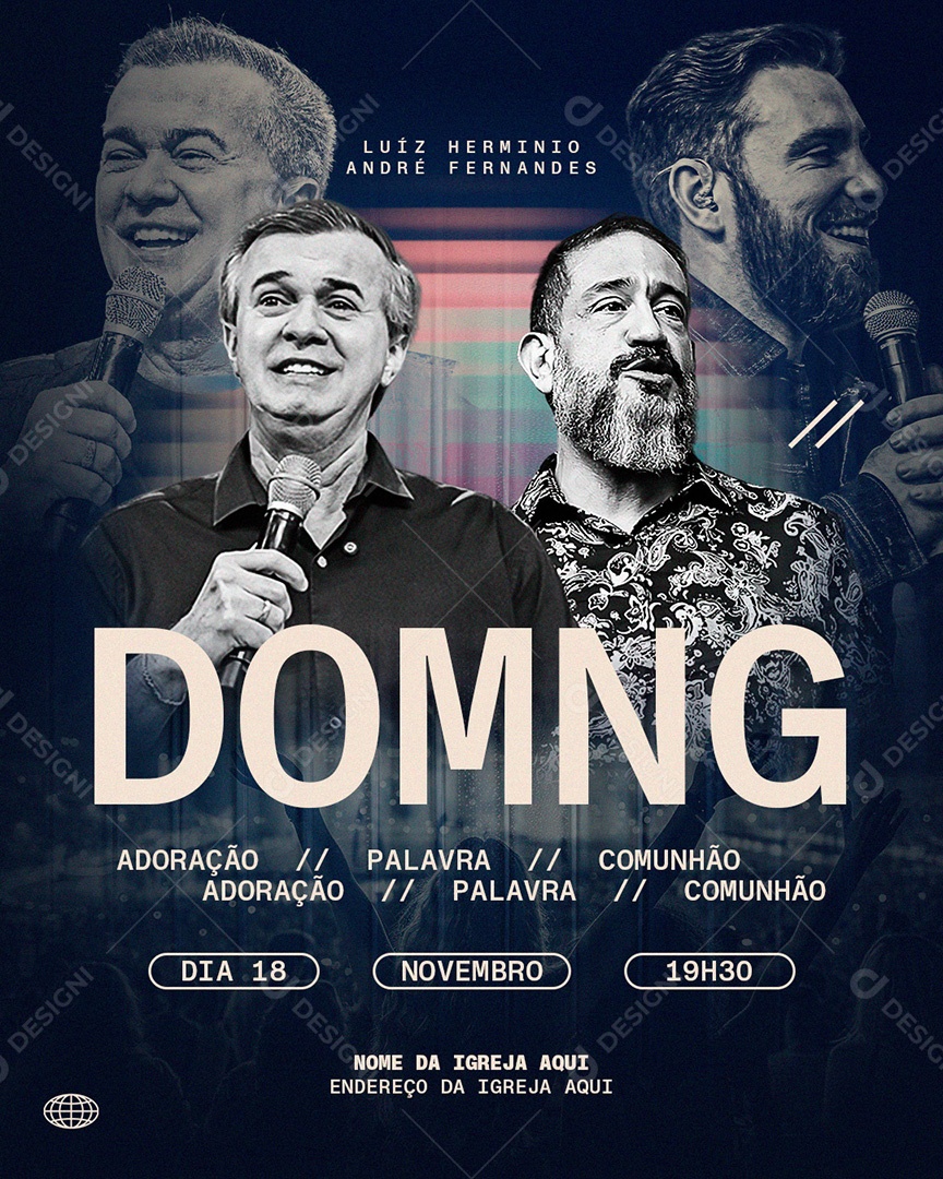 Flyer Gospel Domingo Social Media PSD Editável
