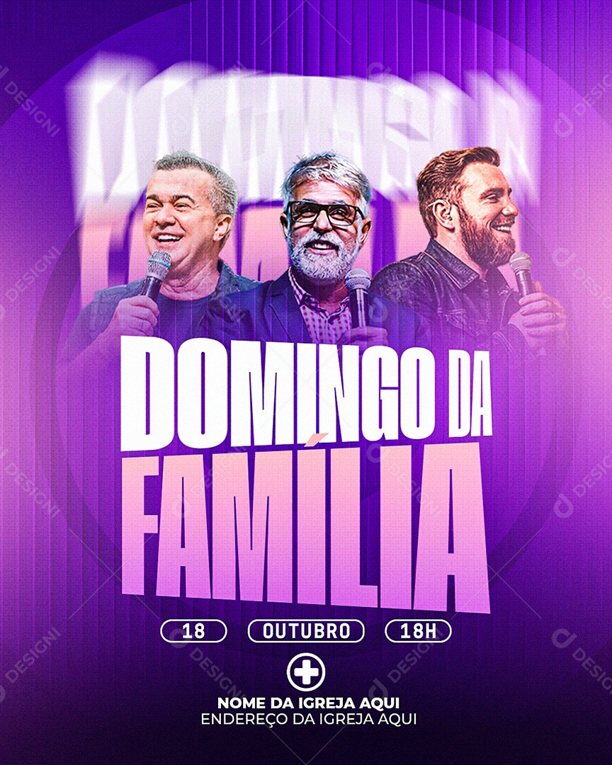 Flyer Gospel Domingo da Família Social Media PSD Editável