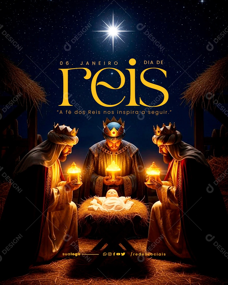 Dia de Reis 06 de Janeiro Social Media PSD Editável
