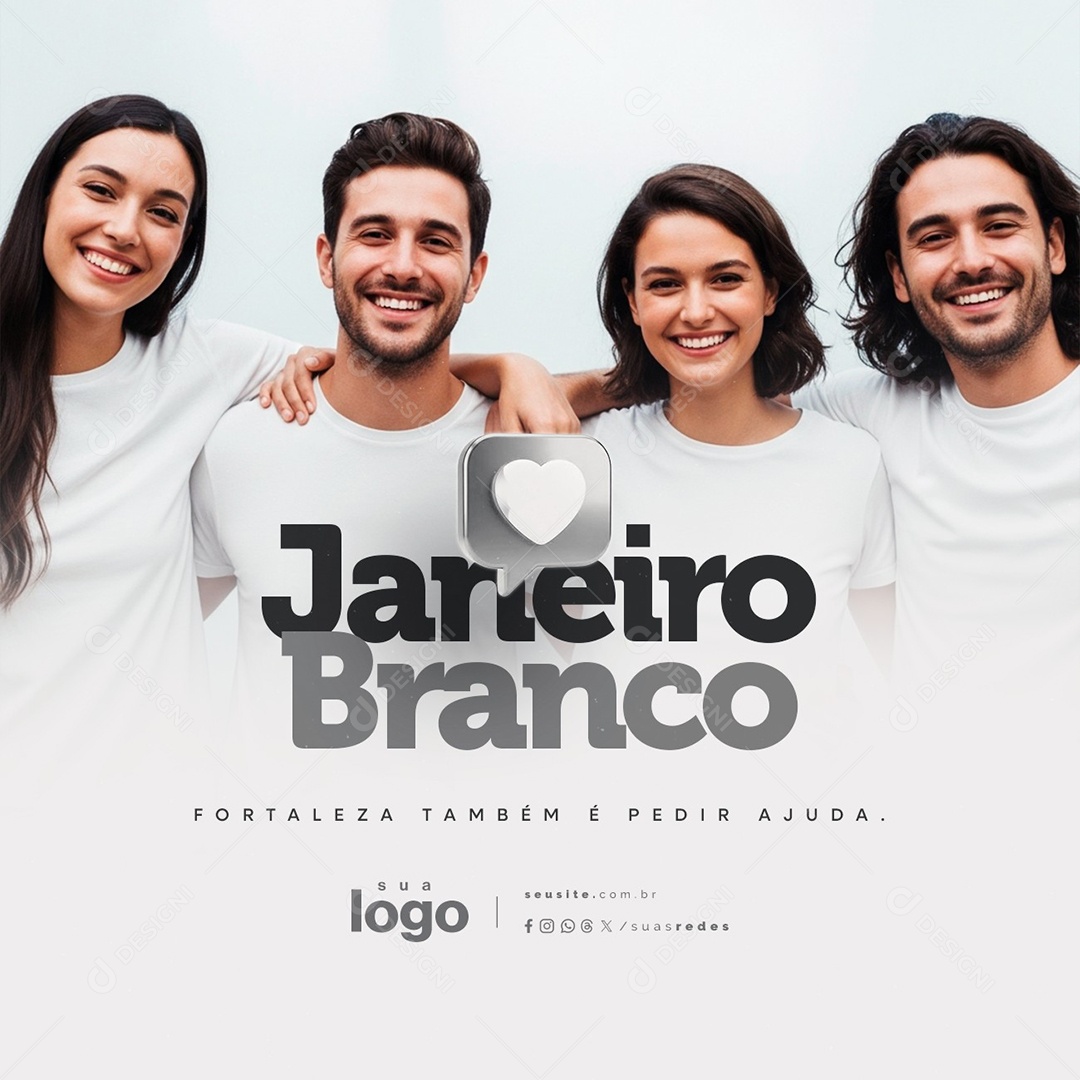 Janeiro Branco Fortaleza Também é Pedir Ajuda Social Media PSD Editável