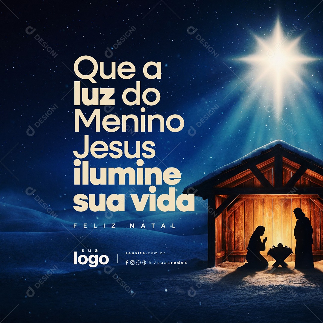 Feliz Natal Religioso 25 de Dezembro Social Media PSD Editável