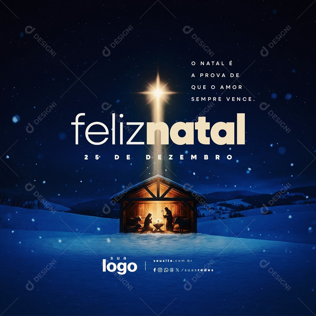 Feliz Natal Religioso 25 de Dezembro Social Media PSD Editável