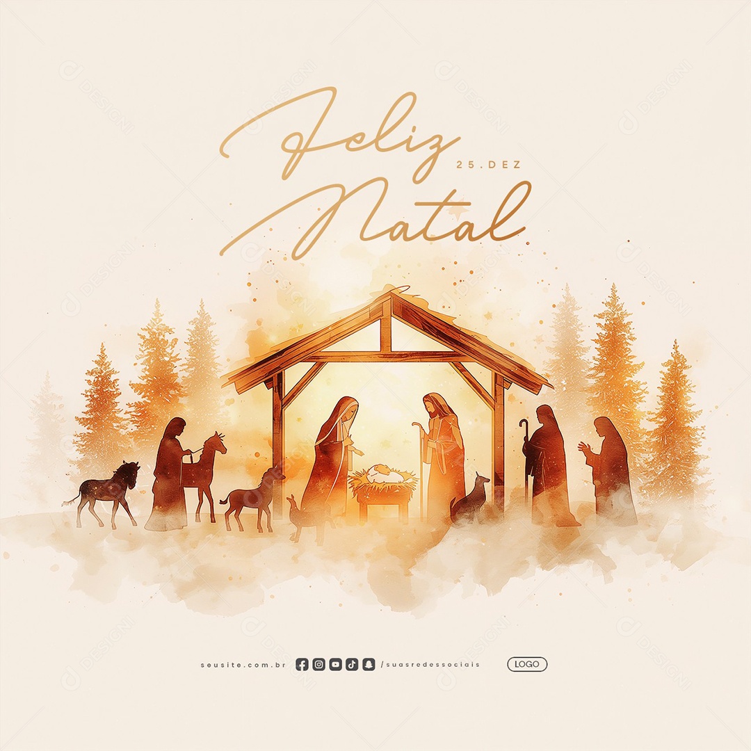 Feliz Natal Religioso 25 de Dezembro Social Media PSD Editável