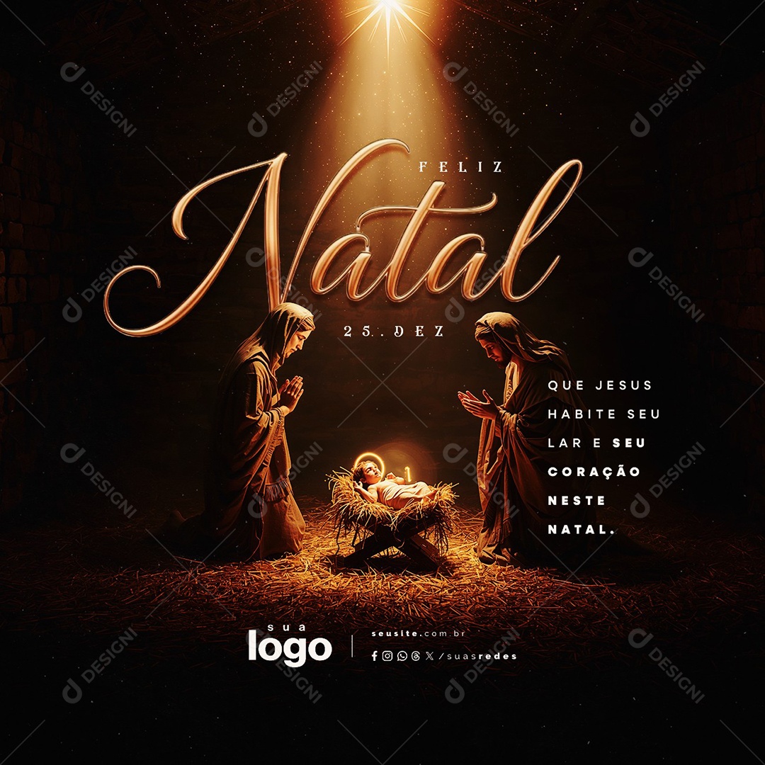 Feliz Natal Religioso 25 de Dezembro Social Media PSD Editável