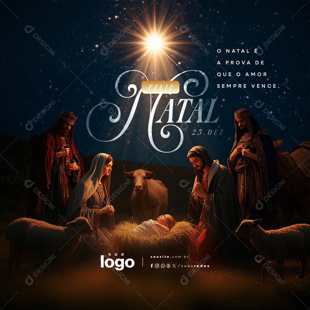 Feliz Natal Religioso 25 de Dezembro Social Media PSD Editável