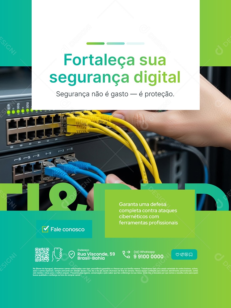 Empresa TI Fortaleça Sua Segurança Digital Social Media PSD Editável