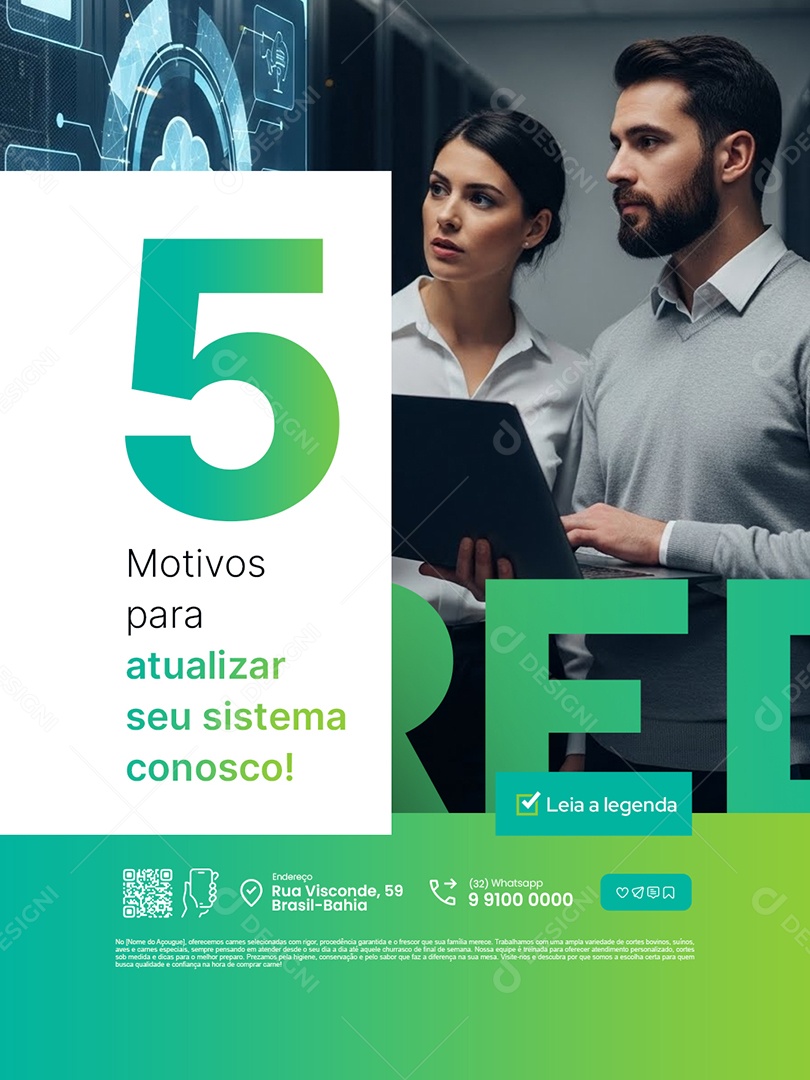 Empresa TI Cinco Motivos para Atualizar Seu Sistema Conosco Social Media PSD Editável